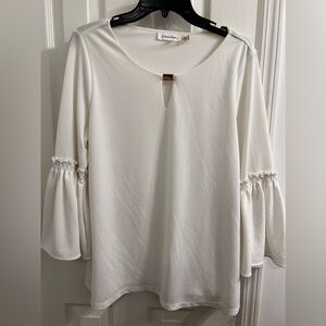 Calvin Klein blouse white with ruffled sleeves
